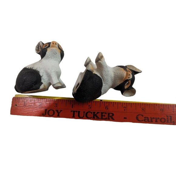 vtg Hand-Painted Black White Ceramic Pig Figurines 3.5" Pair Sitting  Reclining - Picture 8 of 8